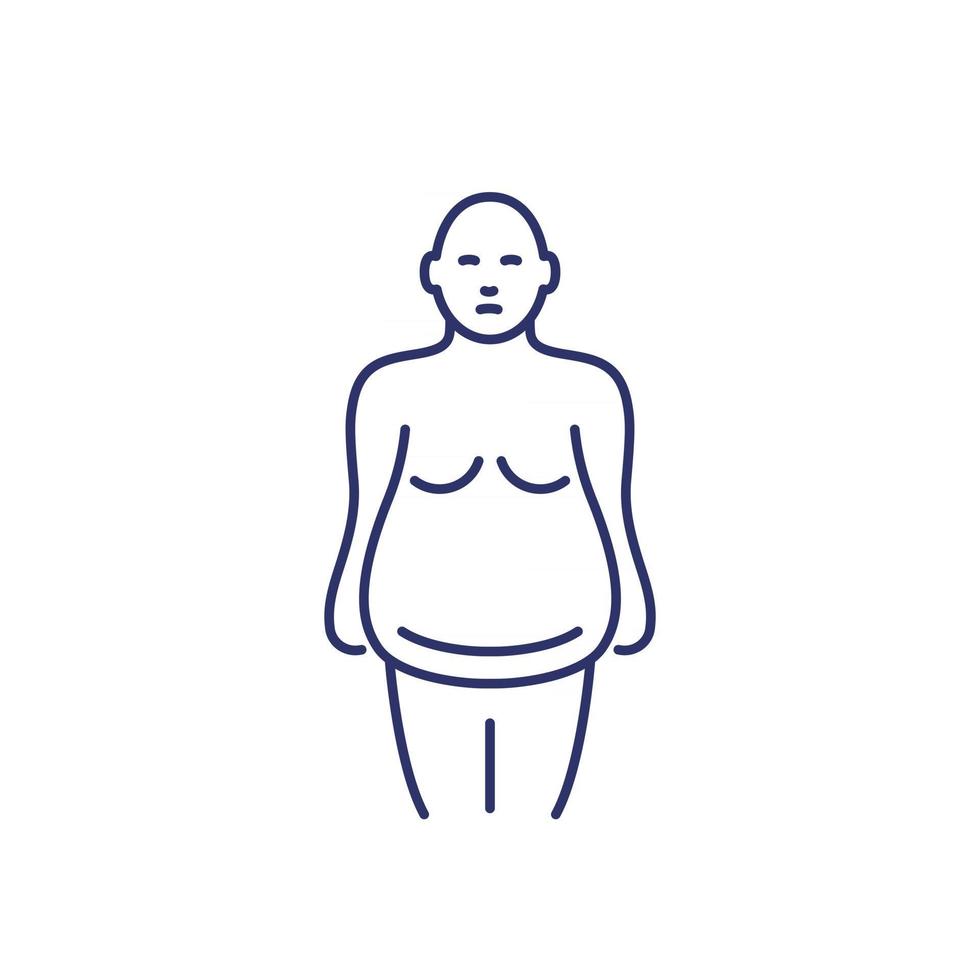 ícone de linha de obesidade em branco vetor