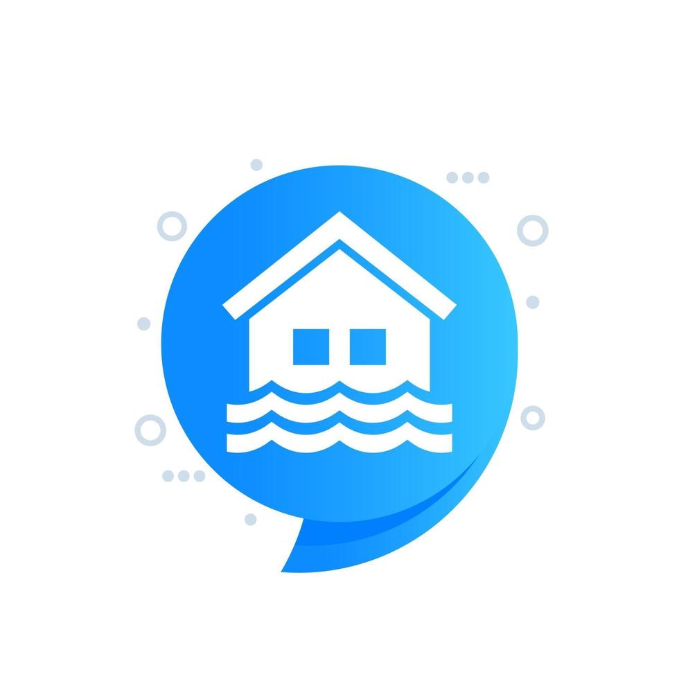 ícone de inundação com uma casa, vetor