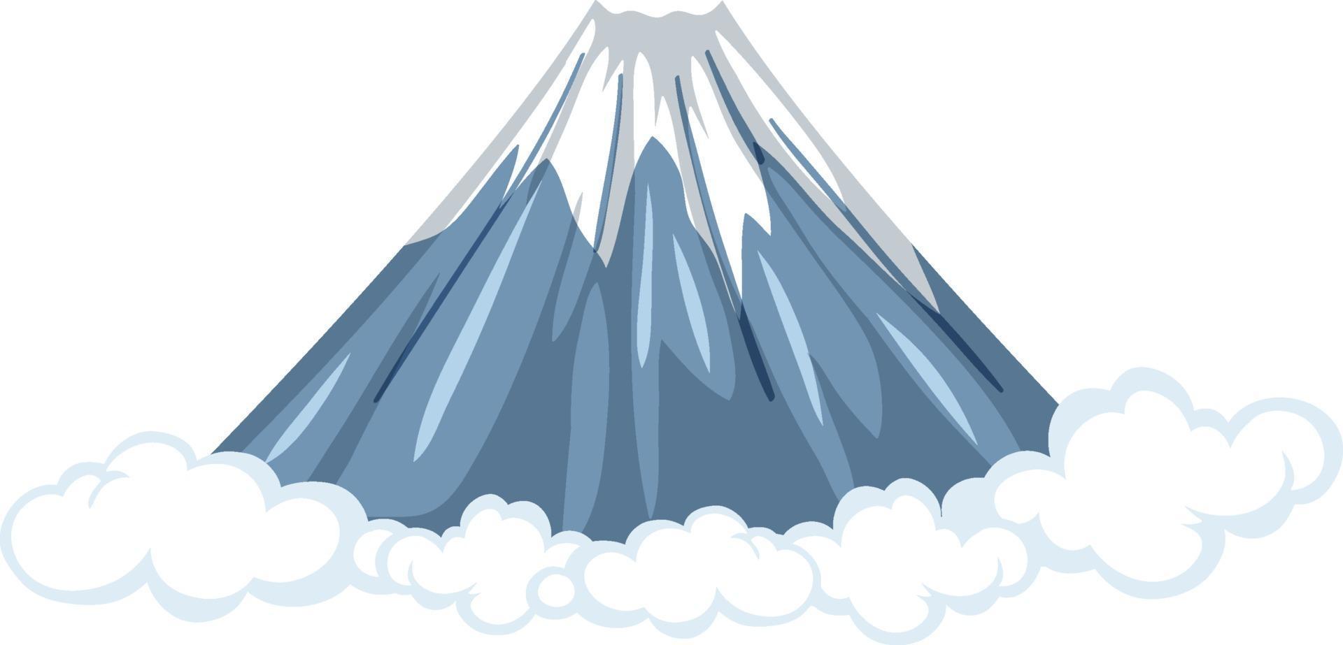 Monte Fuji com nuvem em estilo cartoon, isolado no fundo branco vetor