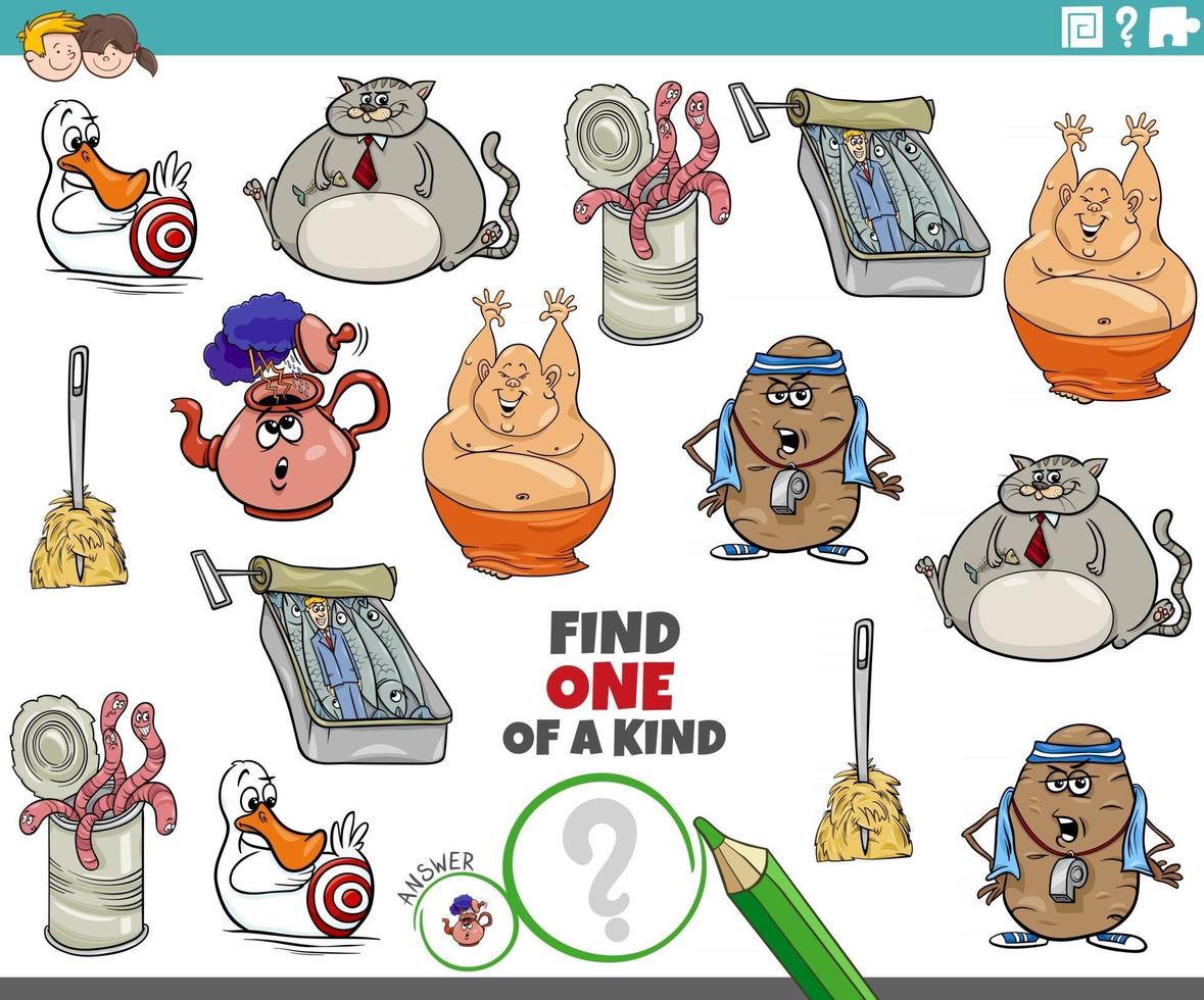jogo único para crianças com personagens de desenhos animados vetor