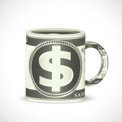 Caneca de café do dólar vetor