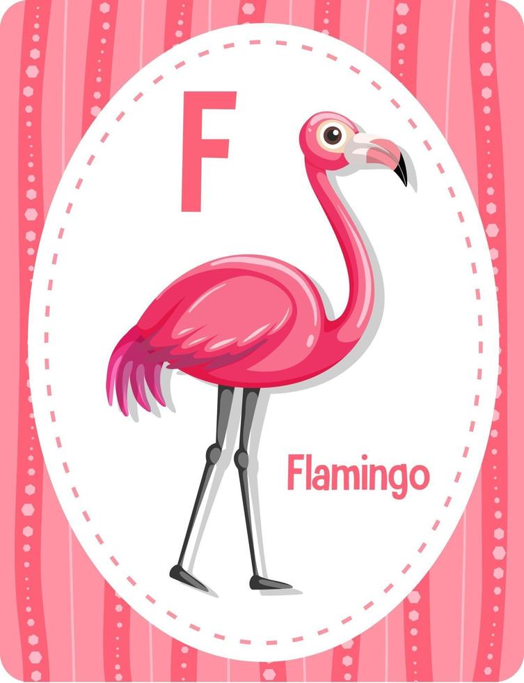 cartão do alfabeto com letras para flamingo vetor