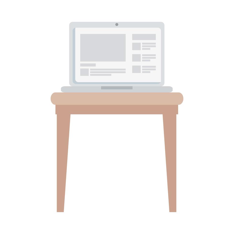 laptop em design de vetor de mesa em casa
