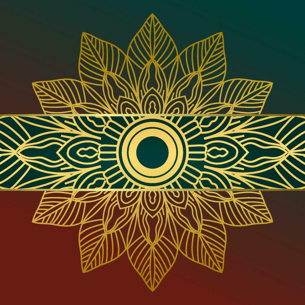 gradiente fundo com dourado mandala enfeite vetor