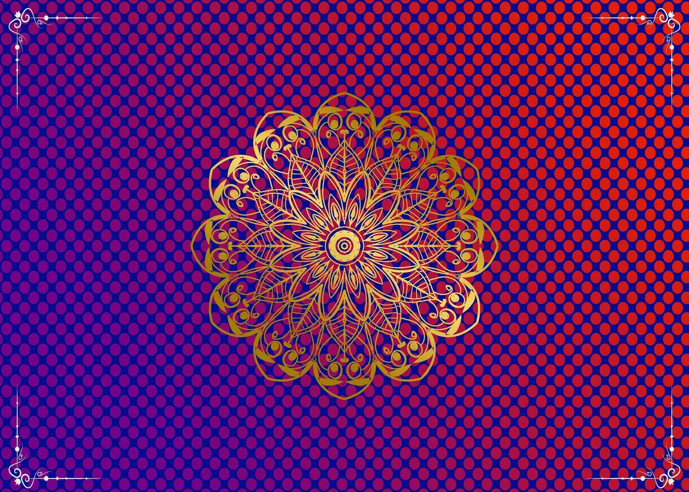 gradiente fundo com dourado mandala enfeite vetor