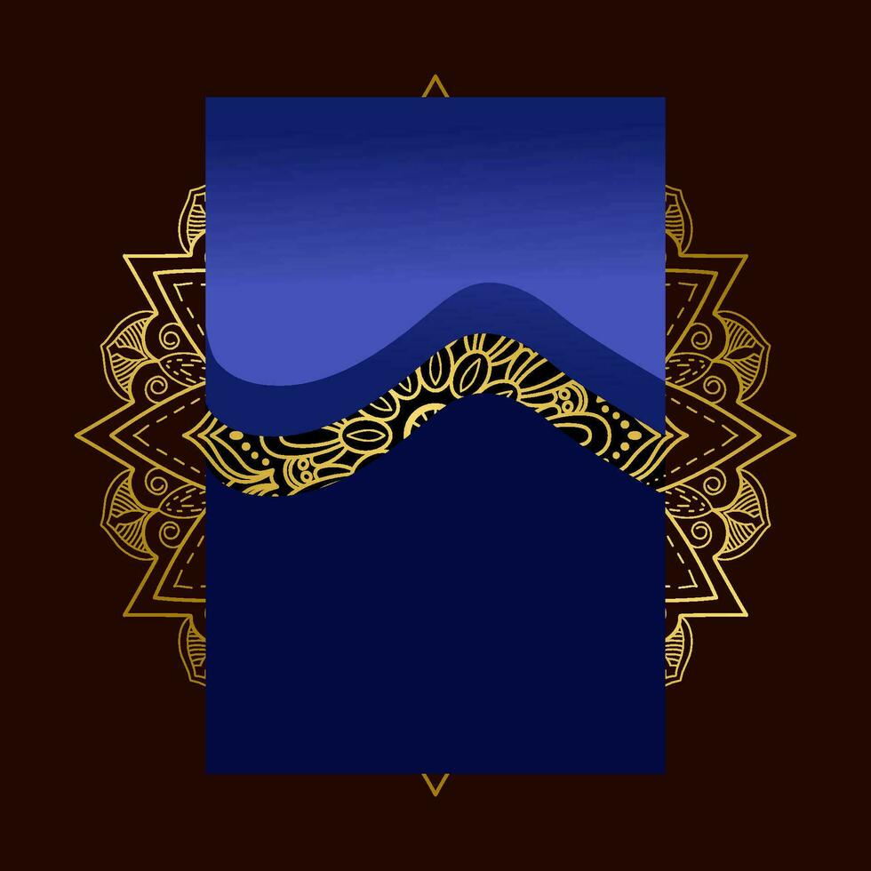 fundo azul com ornamento de mandala dourada vetor