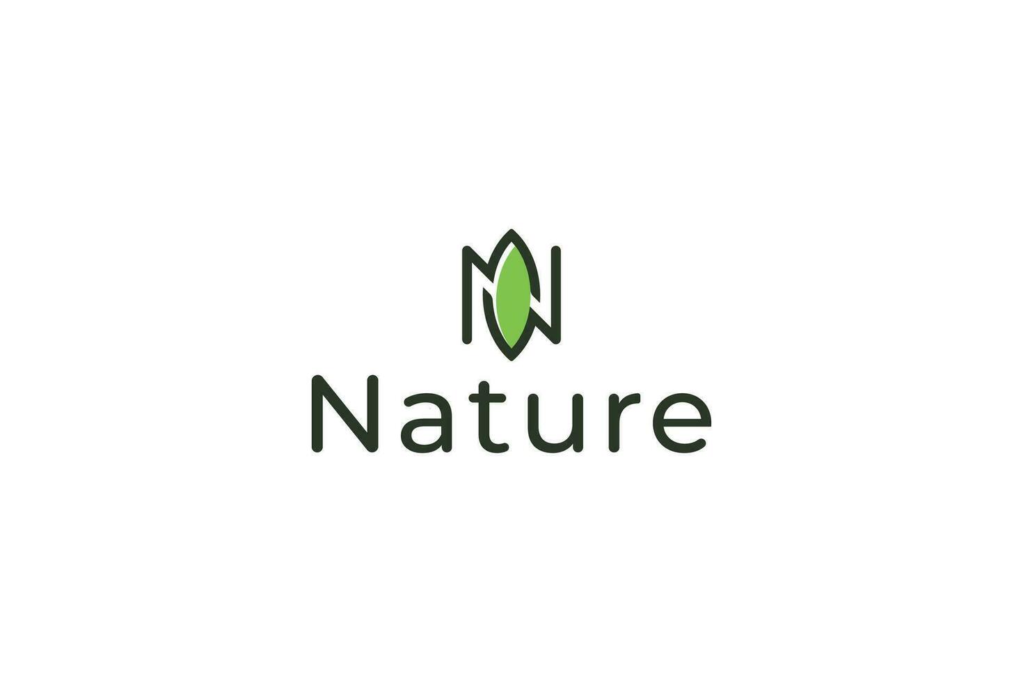 carta n moderno natural frondoso linha arte mínimo logotipo vetor