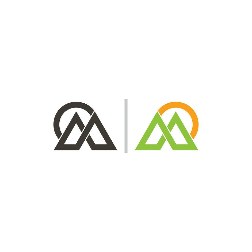 carta m montanha Sol colorida Projeto geométrico linha arte logotipo vetor