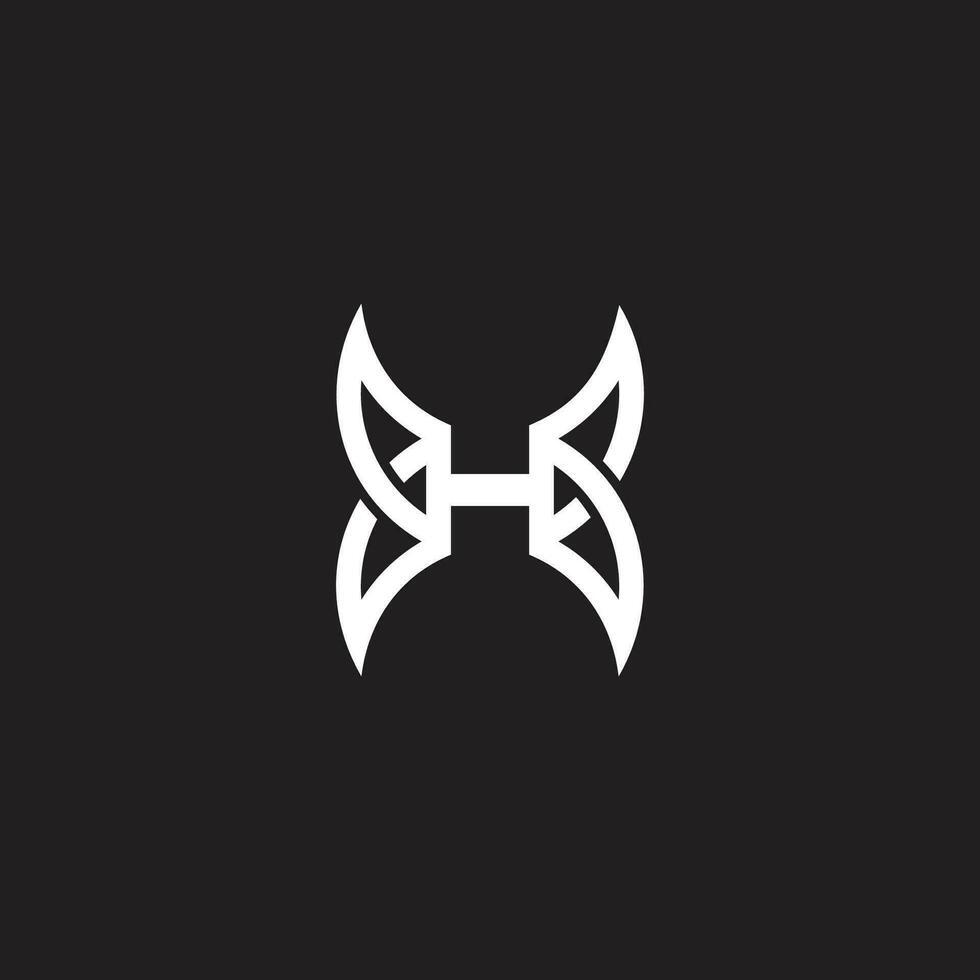 carta h grunge asas simples geométrico logotipo vetor