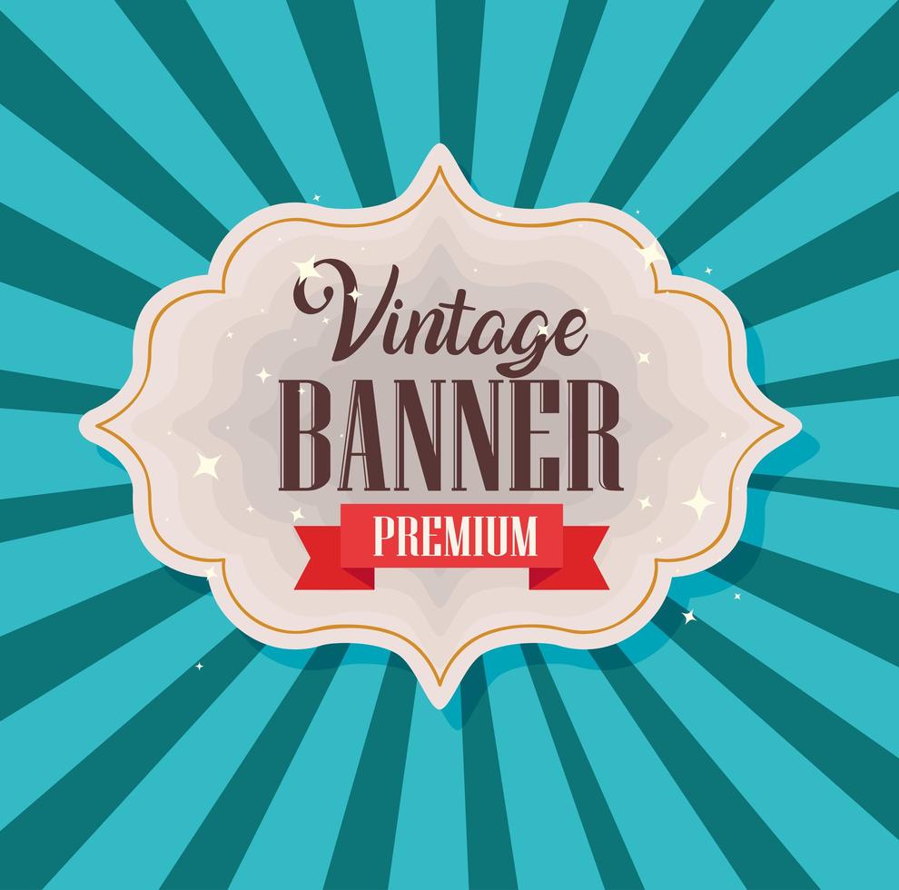 banner vintage com moldura elegante em fundo azul vetor