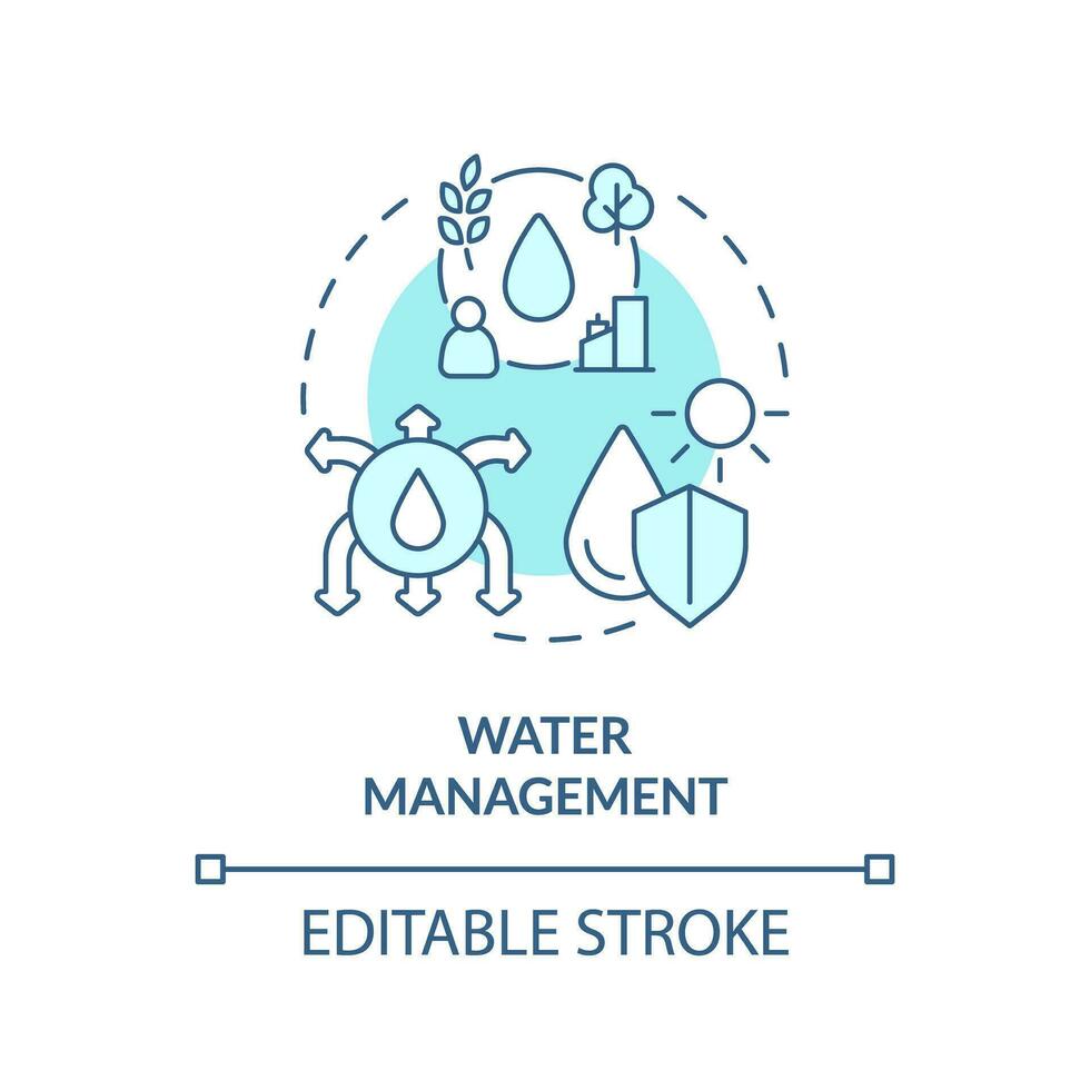 editável água gestão ícone representando inflação de calor conceito, isolado vetor, linear ilustração do soluções para global aquecimento. vetor