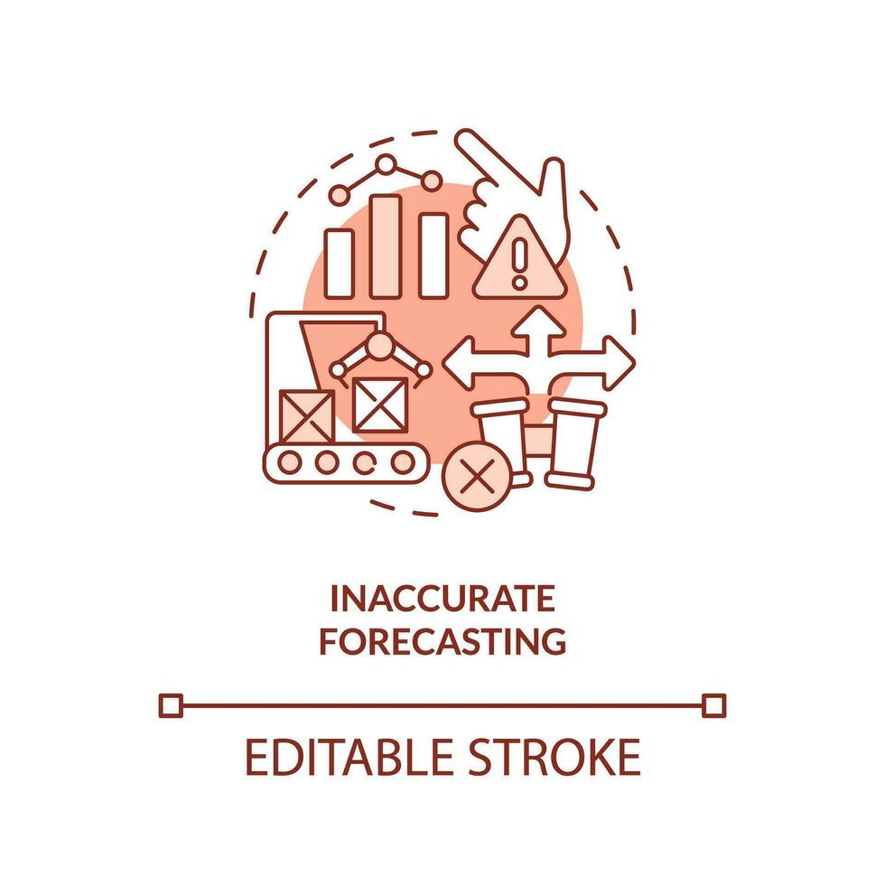 2d editável impreciso previsão vermelho fino linha ícone conceito, isolado vetor, ilustração representando superprodução. vetor