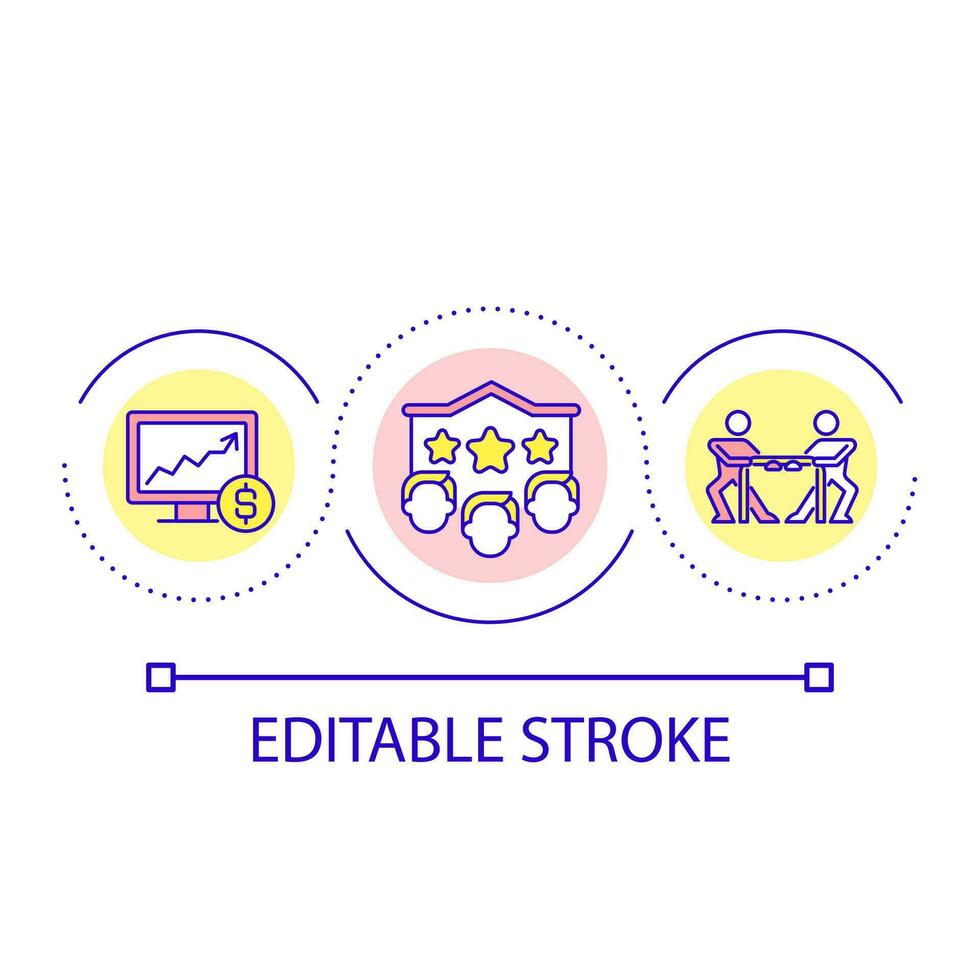 competitivo espírito ciclo conceito ícone. impulso desempenho. aumentar motivação. crescer companhia sucesso abstrato idéia fino linha ilustração. isolado esboço desenho. editável acidente vascular encefálico vetor