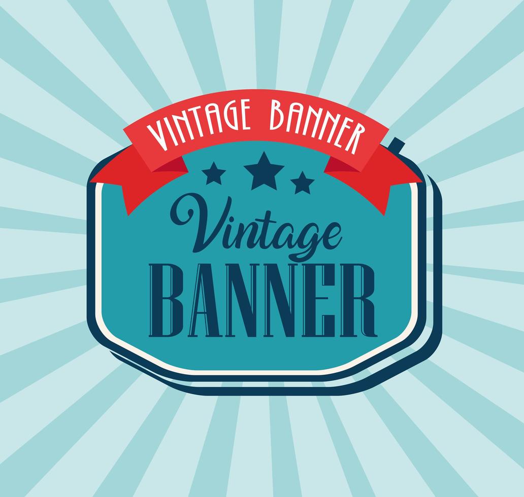 banner vintage com moldura elegante e fita vetor