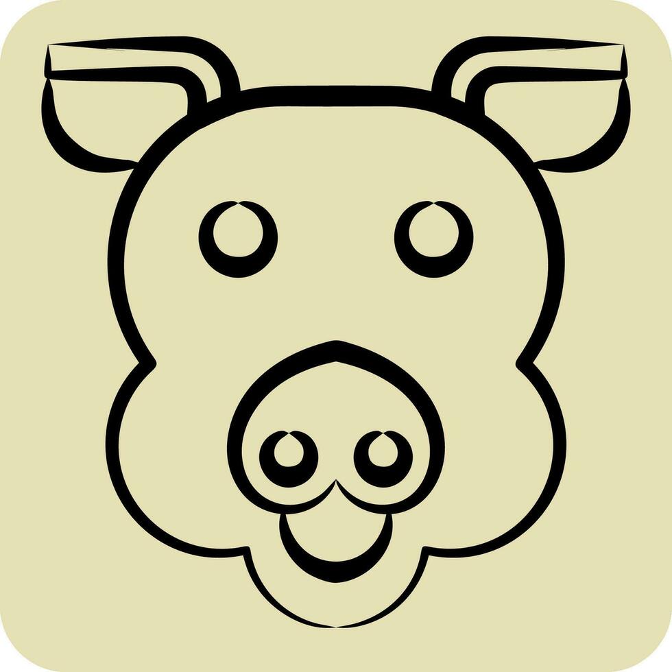 ícone porco. relacionado para animal símbolo. mão desenhado estilo. simples Projeto editável. simples ilustração vetor