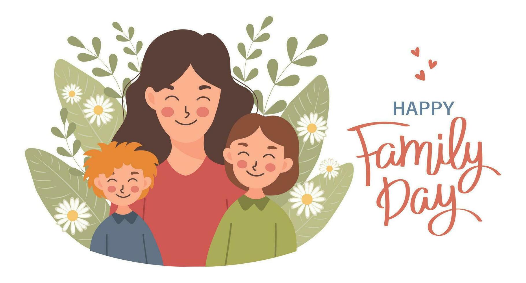 feliz família, mãe com crianças, filho e filha. família dia, mãe dia. ilustração, vetor