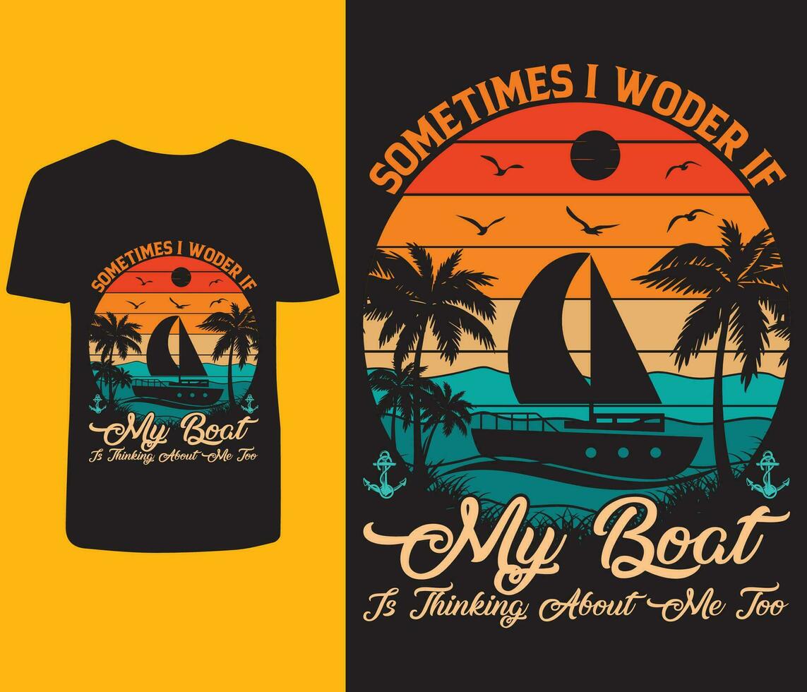 passeios de barco camiseta Projeto vetor elementos