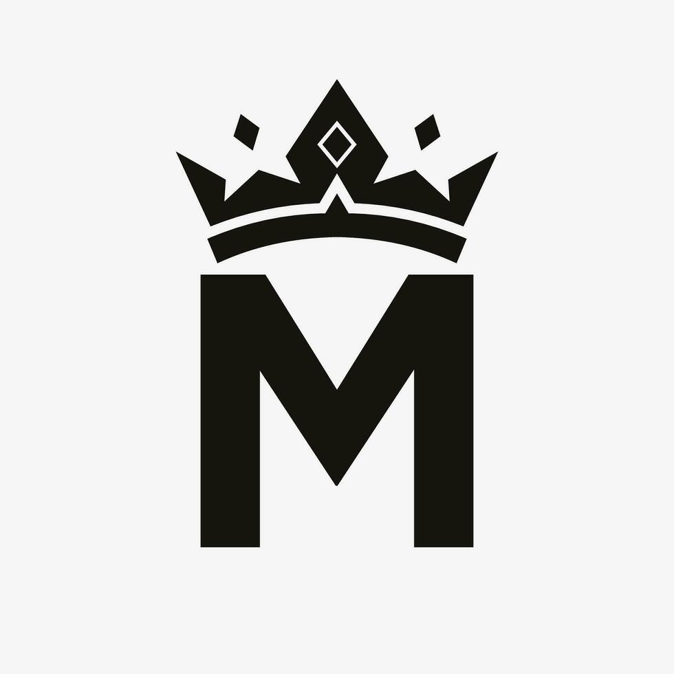 coroa logotipo em carta m vetor modelo para beleza, moda, elegante, luxo placa