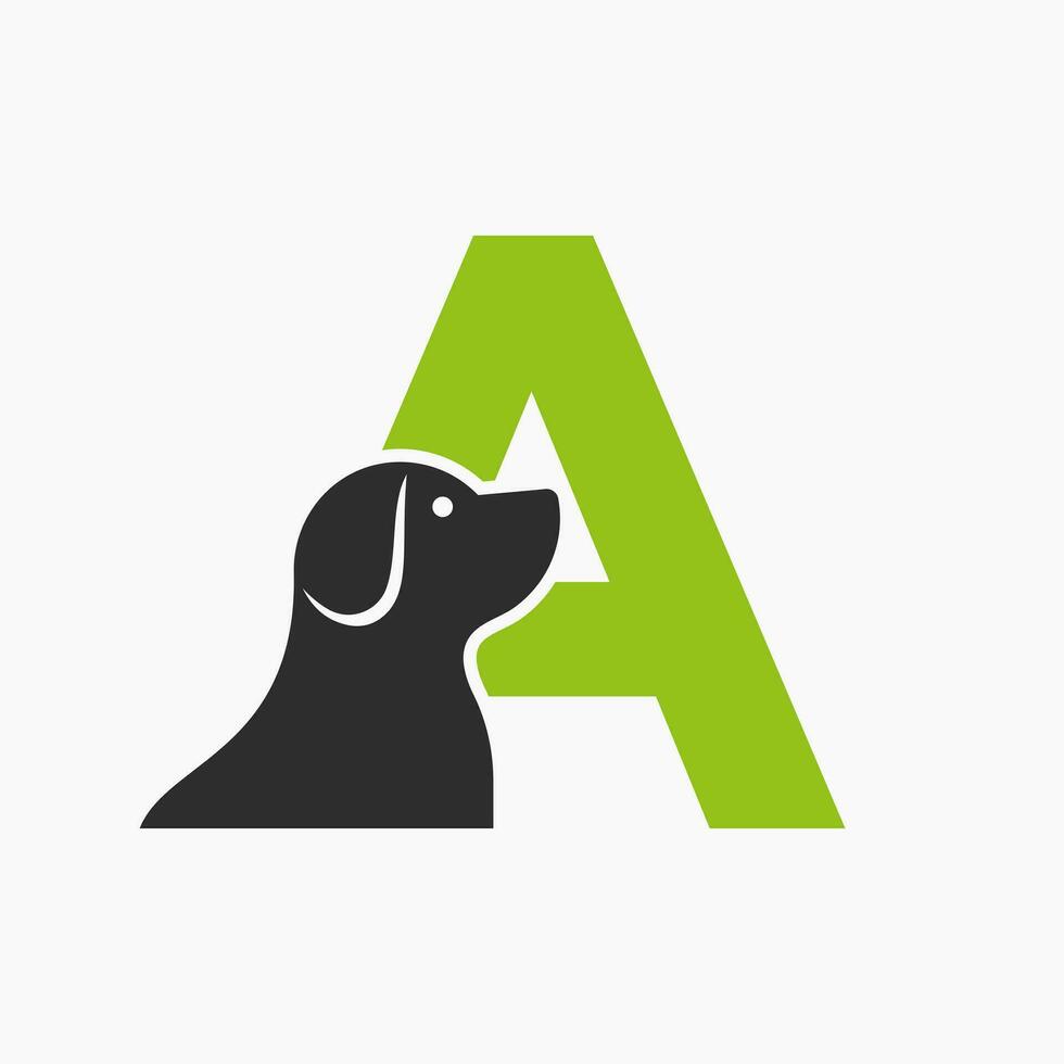 carta uma animal logotipo Projeto. cachorro logotipo símbolo vetor modelo. cachorro em alfabeto