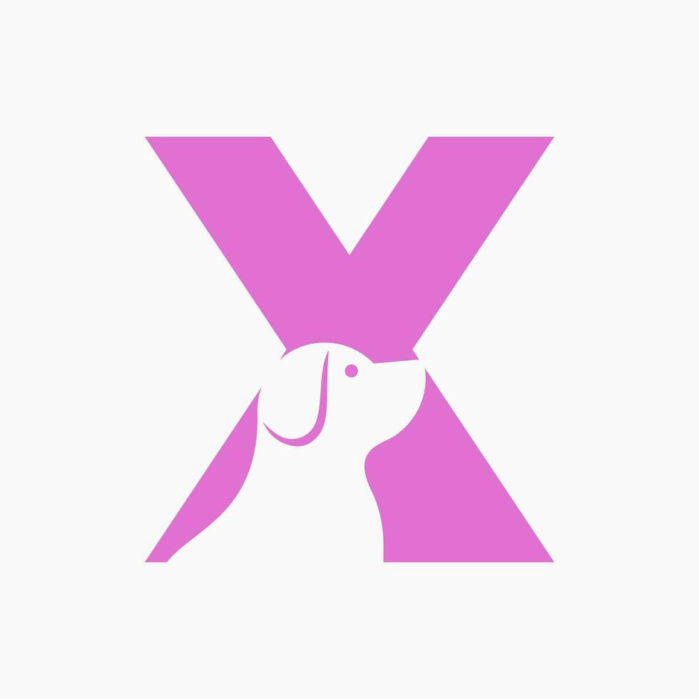 carta x animal logotipo Projeto. cachorro logotipo símbolo vetor modelo. cachorro em alfabeto