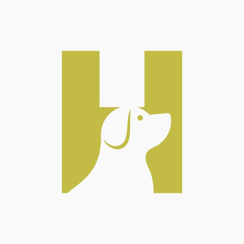 carta h animal logotipo Projeto. cachorro logotipo símbolo vetor modelo. cachorro em alfabeto