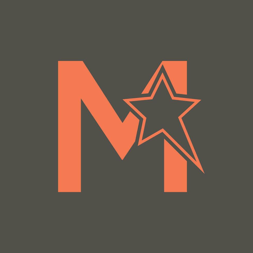 Estrela logotipo em carta m comovente Estrela símbolo vetor modelo