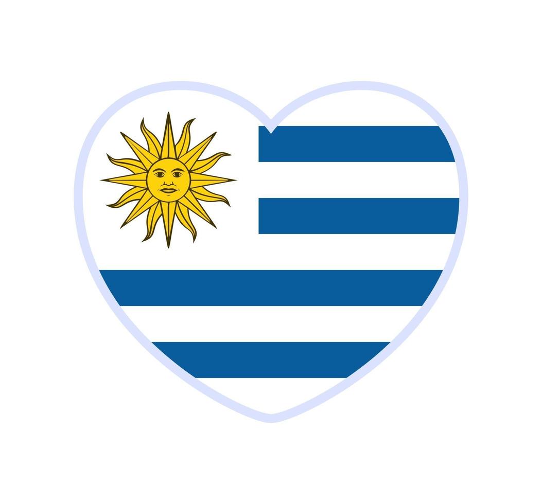 bandeira do Uruguai em forma de coração. ícone plana coração símbolo de amor na bandeira nacional de fundo. ilustração vetorial. vetor