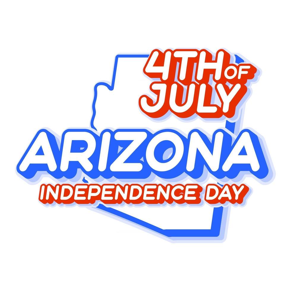 estado do arizona, 4 de julho, dia da independência com mapa e cor nacional dos EUA forma em 3D de ilustração em vetor estado dos EUA