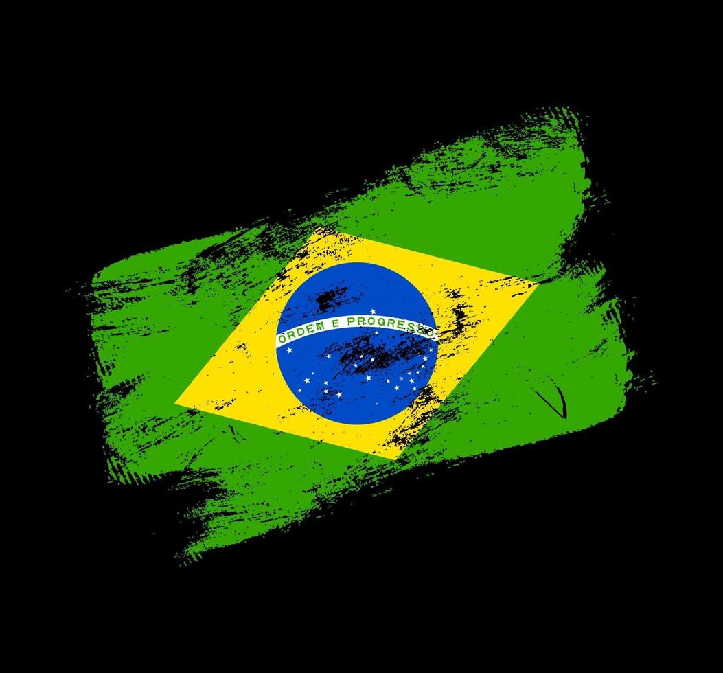 fundo de escova de grunge de bandeira de Brasil. ilustração em vetor bandeira escova velha. conceito abstrato de fundo nacional.