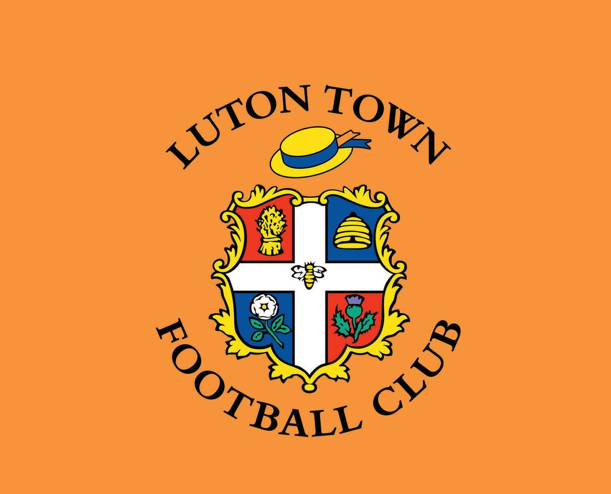 luton Cidade clube símbolo logotipo premier liga futebol abstrato Projeto vetor ilustração com laranja fundo