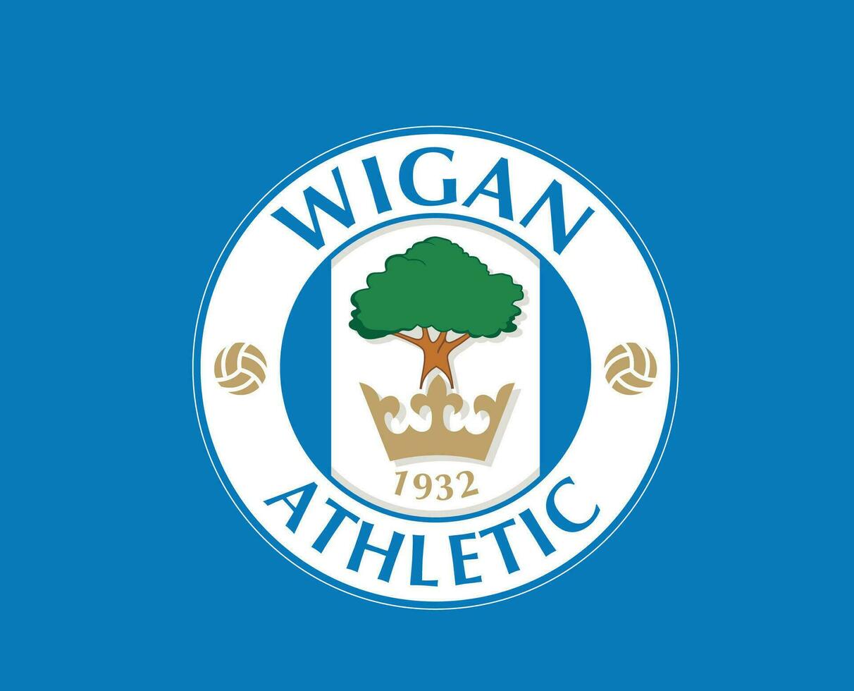 wigan clube logotipo símbolo premier liga futebol abstrato Projeto vetor ilustração com azul fundo