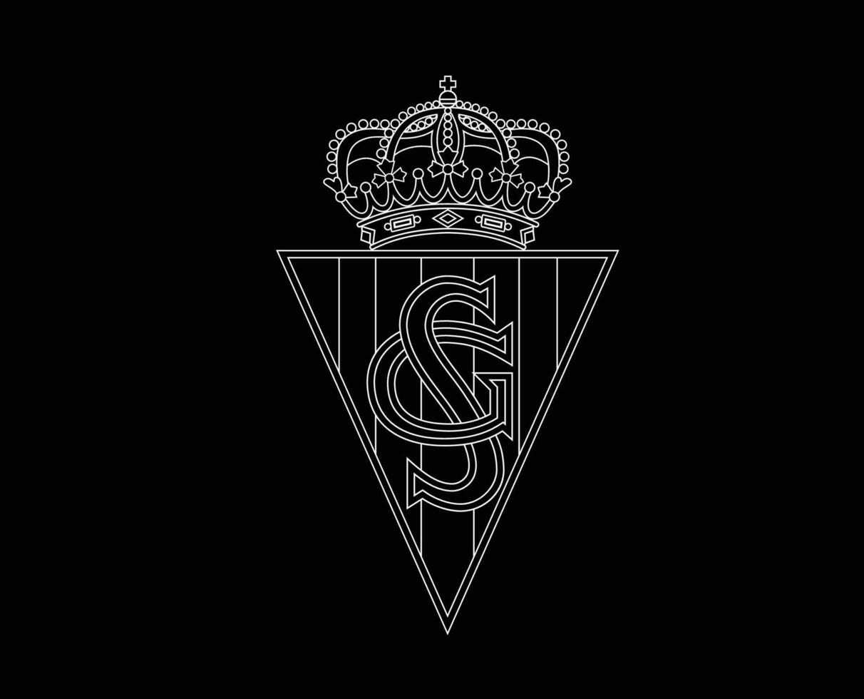 esportivo Gijon clube logotipo símbolo branco la liga Espanha futebol abstrato Projeto vetor ilustração com Preto fundo
