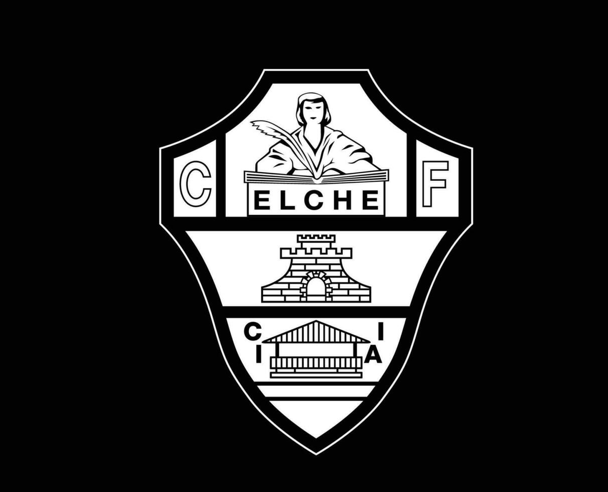 Elche clube logotipo símbolo branco la liga Espanha futebol abstrato Projeto vetor ilustração com Preto fundo