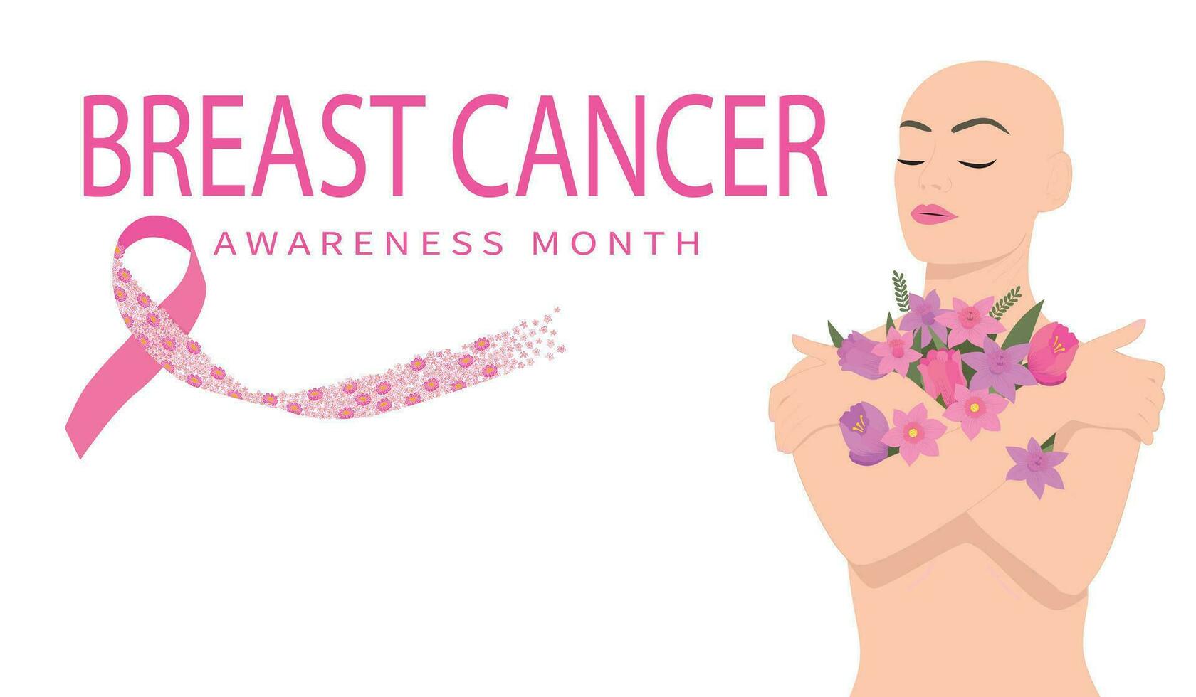 banner do mês de conscientização do câncer de mama vetor