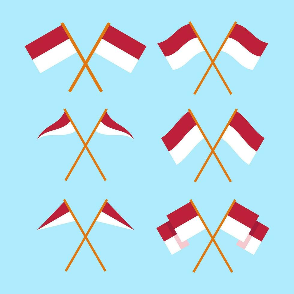 vetor indonésio independência bandeira acessórios vetor coleção conjunto em isolado fundo