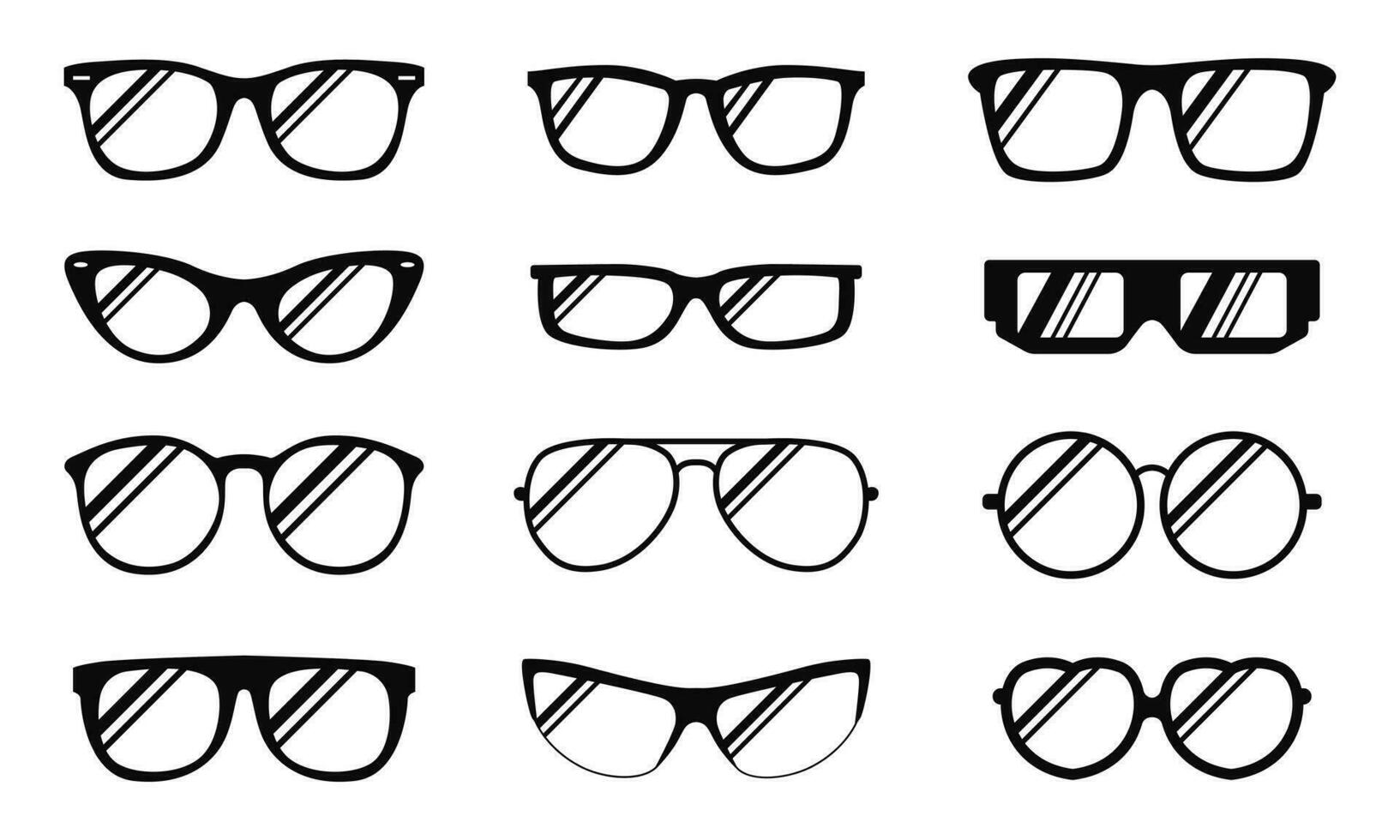 coleção do óculos clipart vários modelo. monocromático óculos ícone vetor