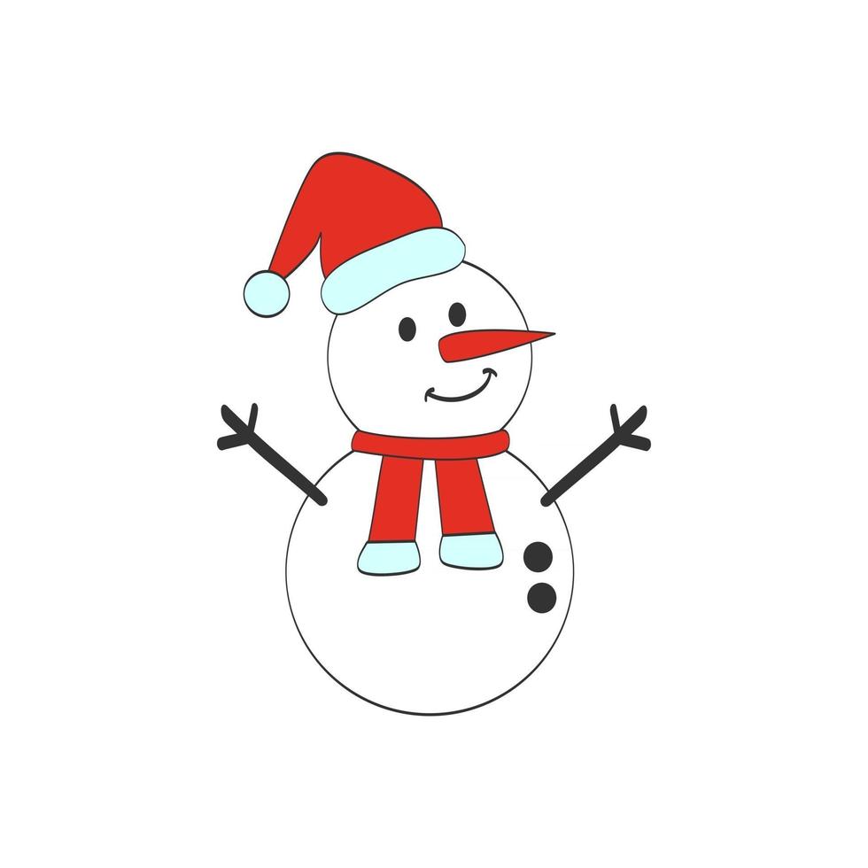 bonito dos desenhos animados boneco de neve ilustração vetorial fundo isolado, feliz Natal e feliz ano novo. vetor