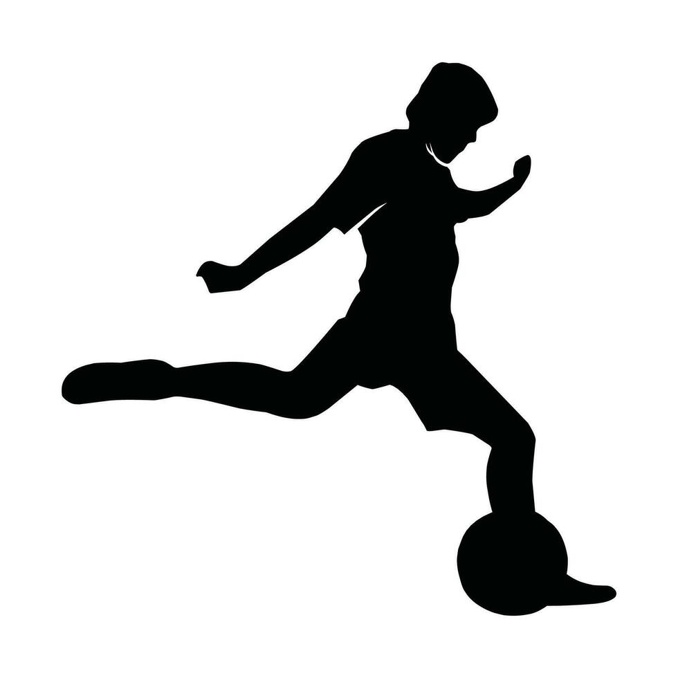 coleção do Preto silhuetas do futebol jogadoras. sombras do a jogadores de futebol em uma branco fundo. Esportes ilustrações. vetor