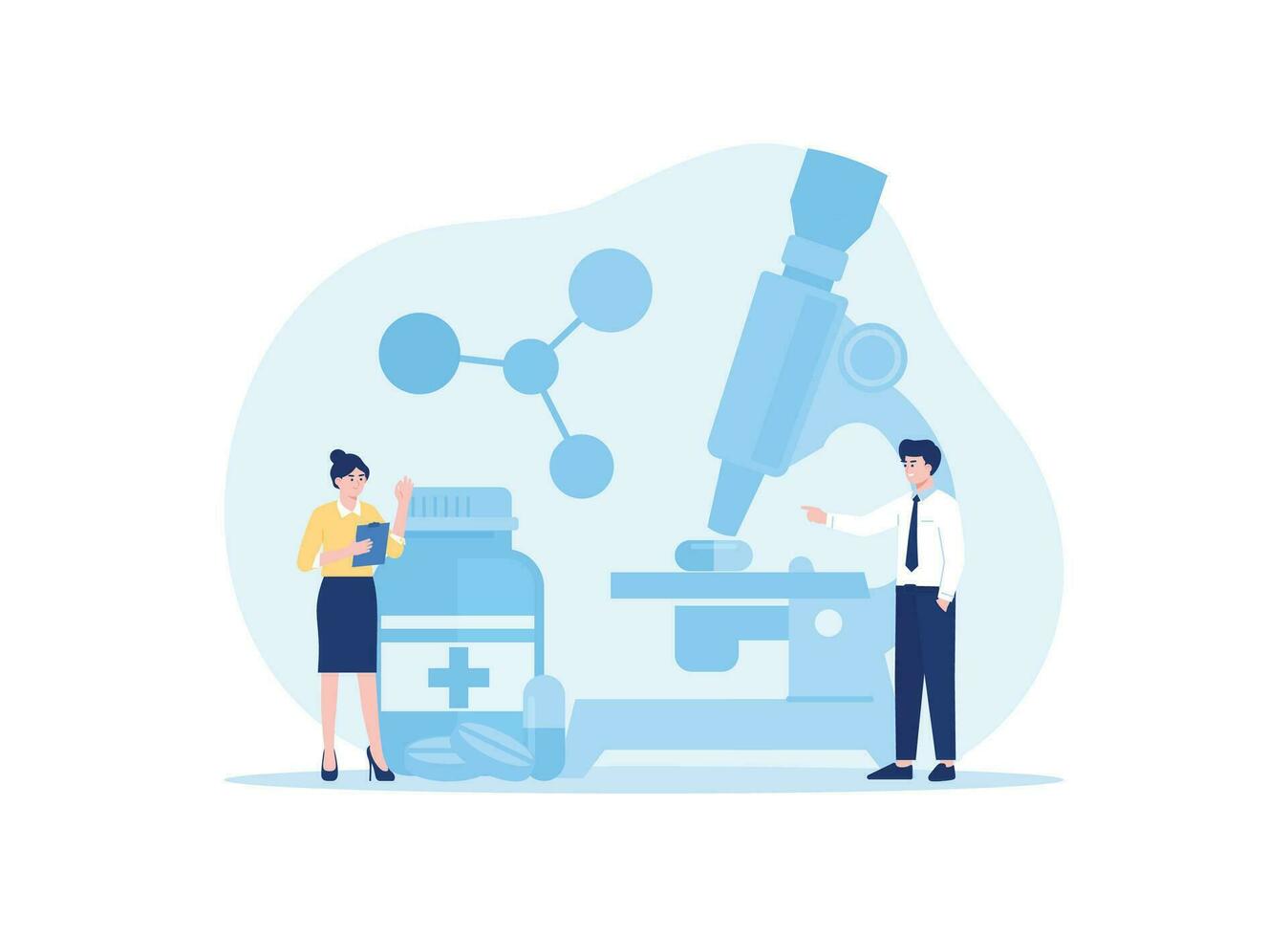 cientistas teste drogas conceito plano ilustração vetor