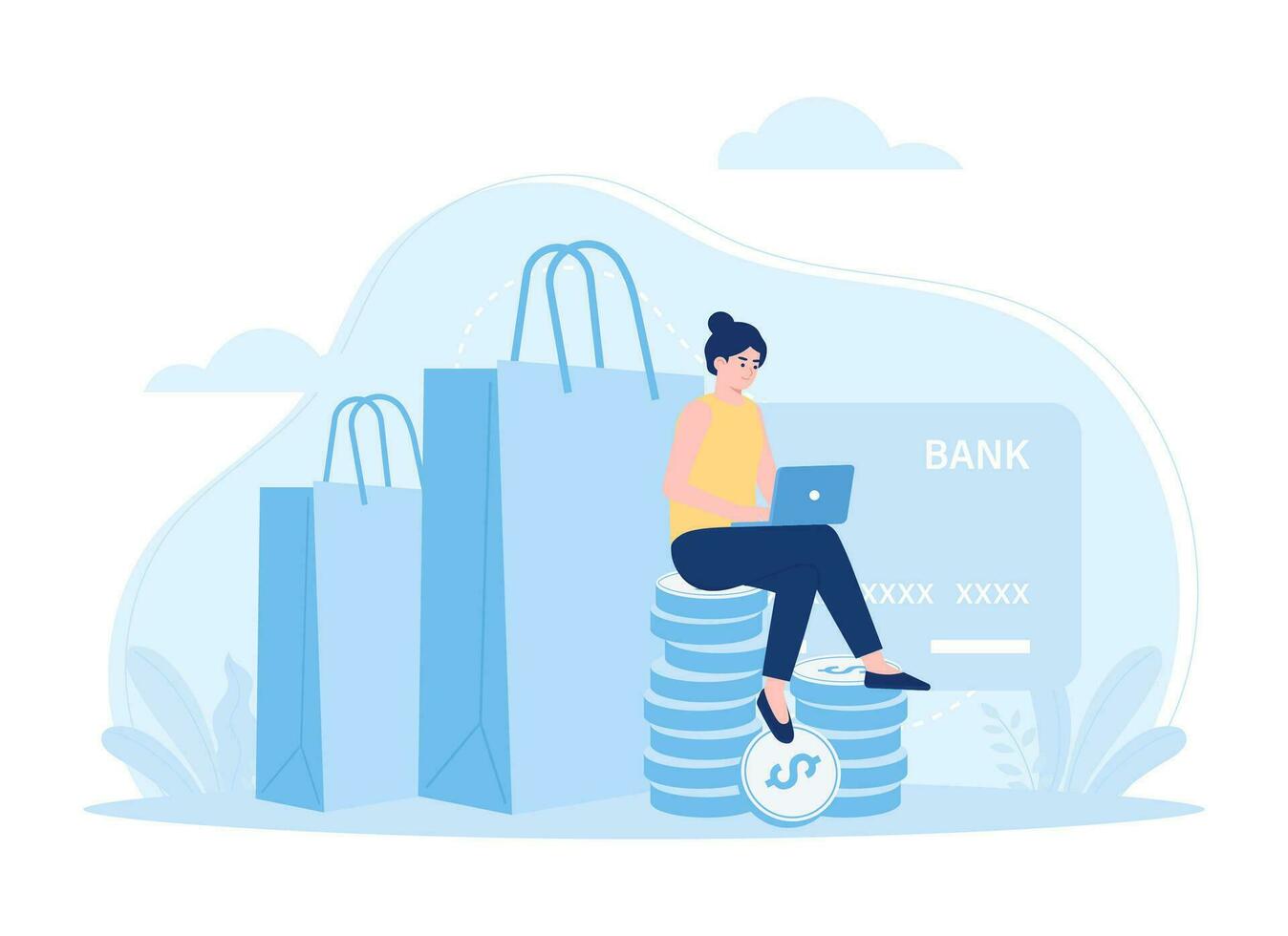 conectados fazer compras Forma de pagamento método conceito plano ilustração vetor