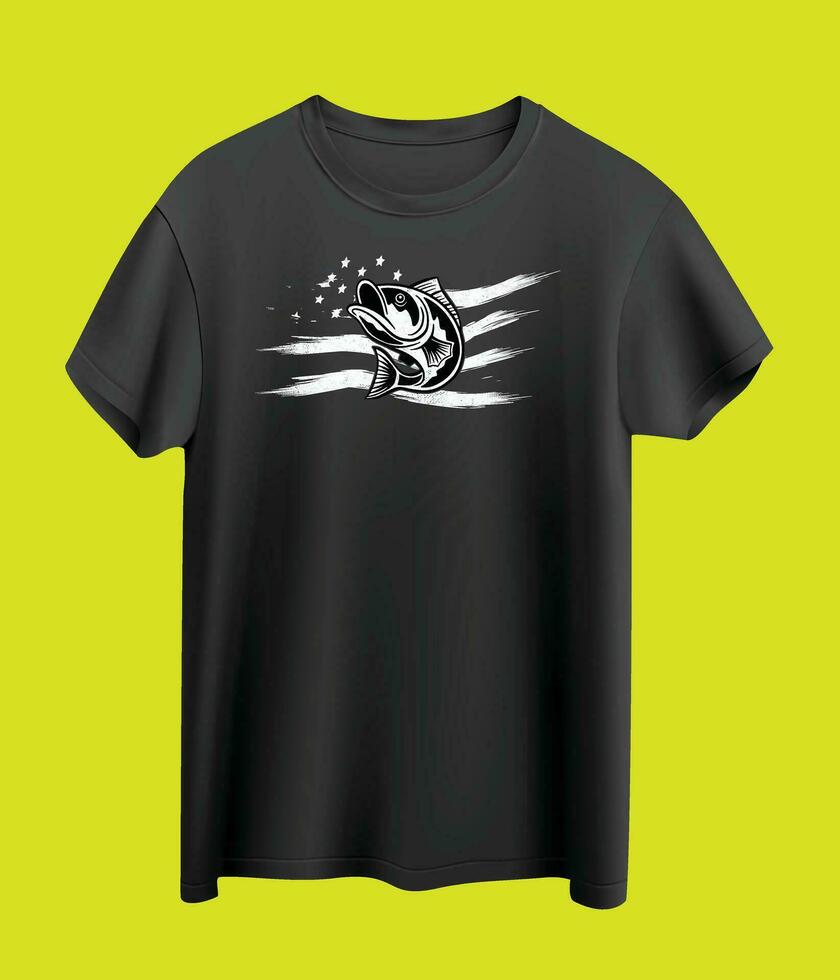 EUA vintage bandeira pescaria camiseta Projeto gráfico vetor