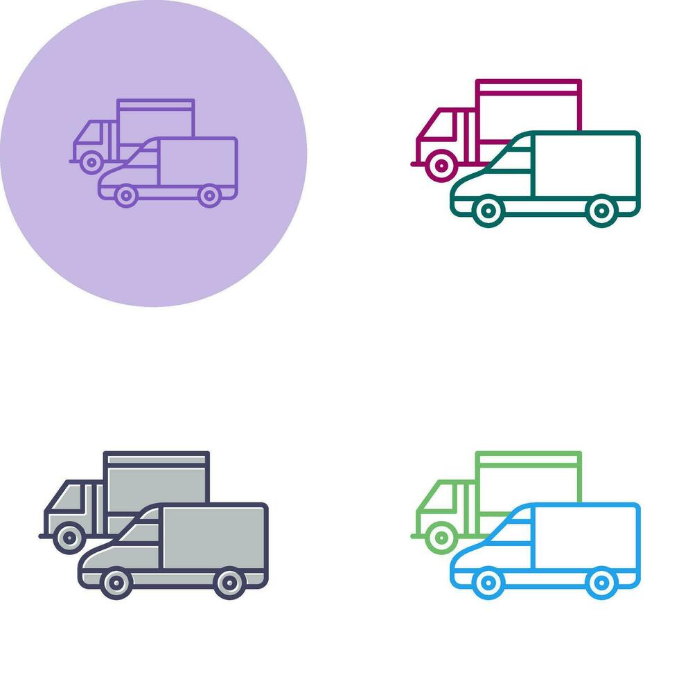 ícone de vetor de caminhões estacionados