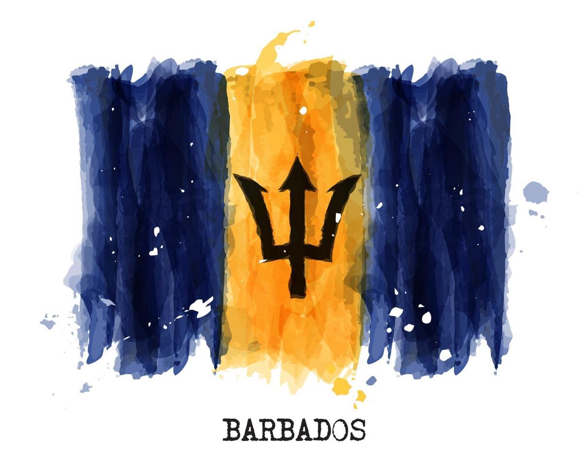 pintura em aquarela bandeira de barbados. vetor. vetor