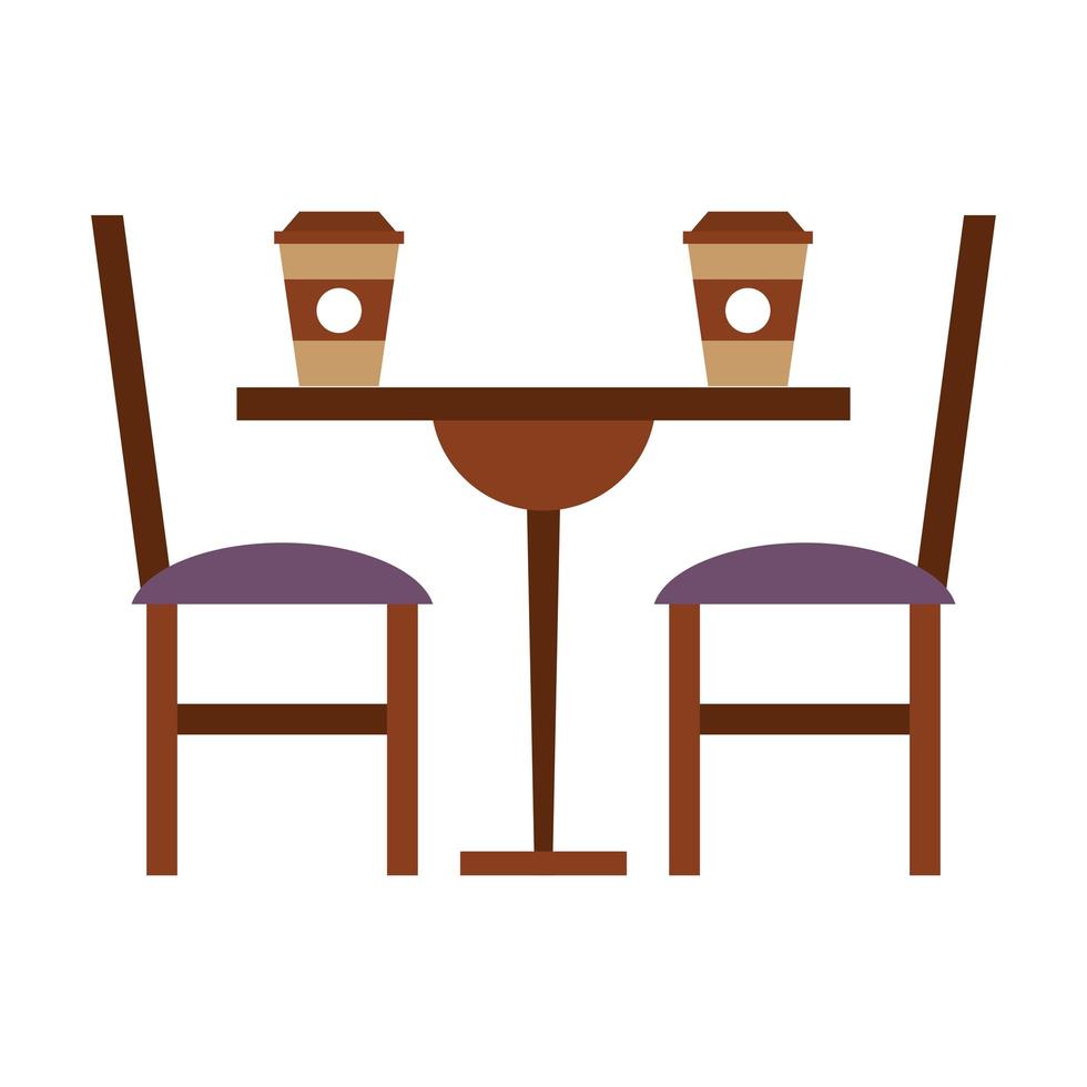 restaurante comida e culinária xícaras de café sobre uma mesa de restaurante ícone desenhos animados ilustração vetorial design gráfico vetor