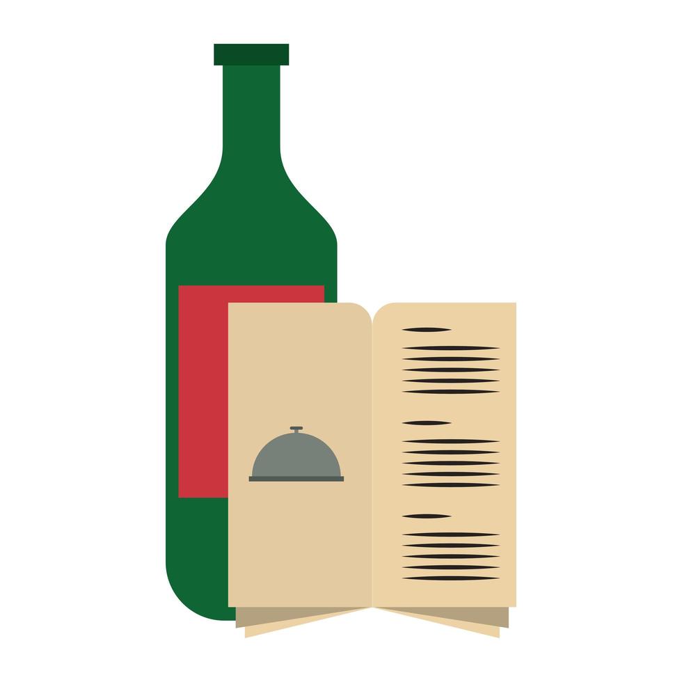 garrafa de comida e culinária do restaurante com vinho e ícone do menu desenhos animados ilustração vetorial design gráfico vetor
