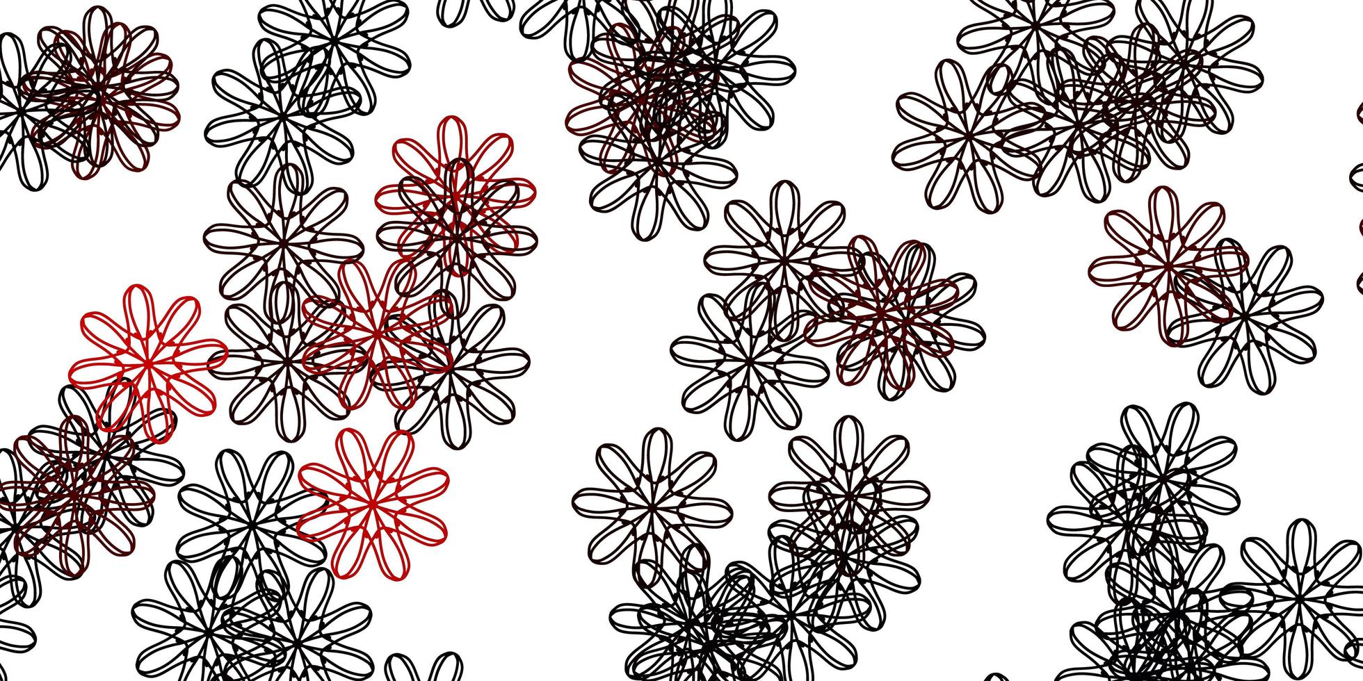 fundo de doodle de vetor vermelho claro com flores