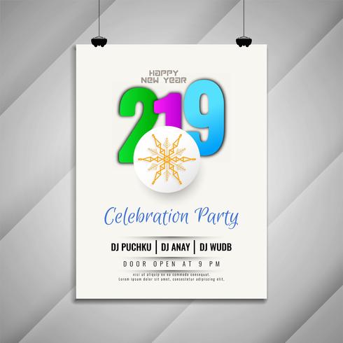 Folheto moderno festa de celebração de ano novo 2019 vetor