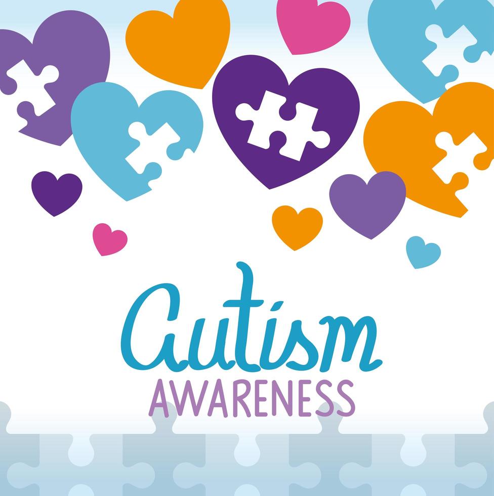 dia mundial do autismo com corações vetor