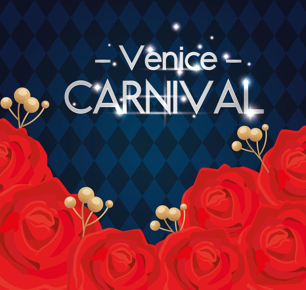 pôster do carnaval de Veneza com flores rosas vetor