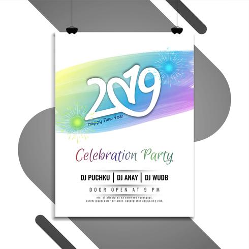 Feliz ano novo 2019 festa festa flyer vetor